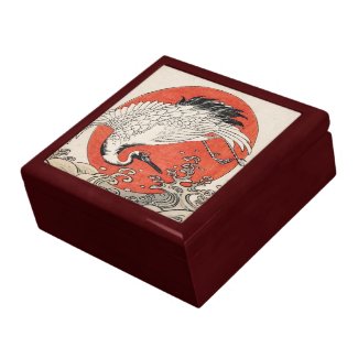 Isoda Koryusai Crane Waves and rising sun Gift Box