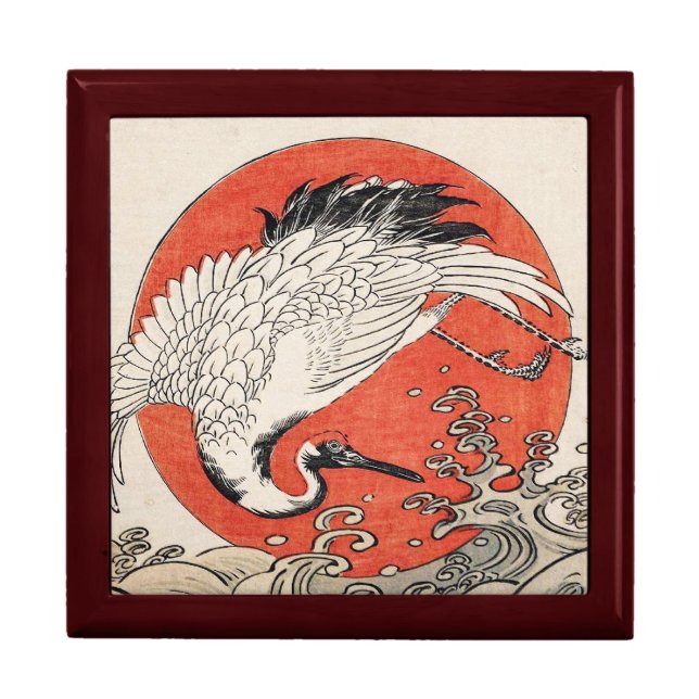 Isoda Koryusai Crane Waves and rising sun Gift Box (Front)