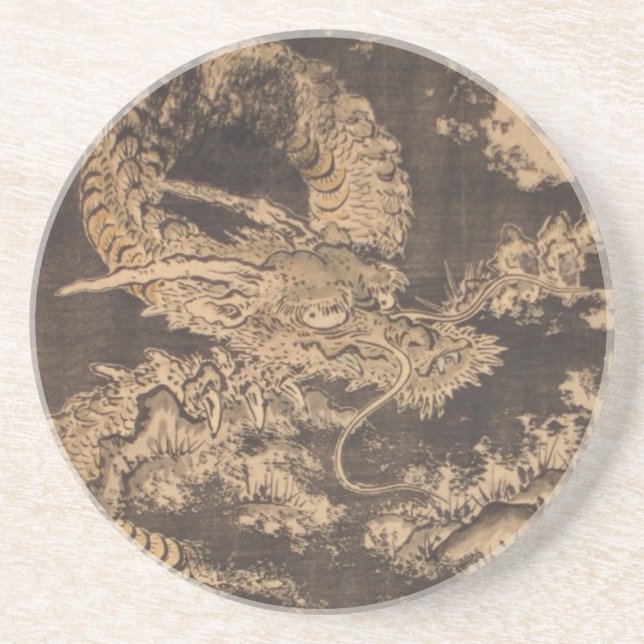 Isoda Koryusai Dragon Sandstone Coaster (Front)