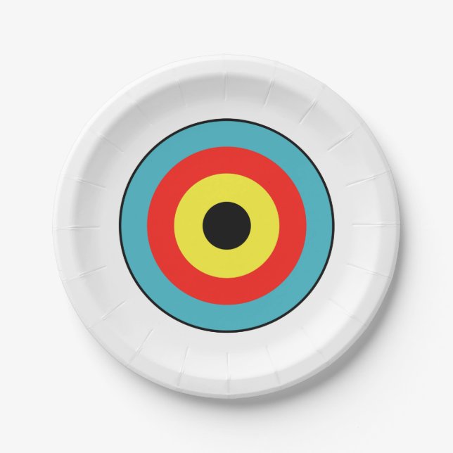 Isolated Archery Target Paper Plates (Front)