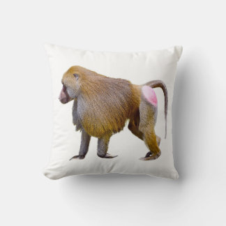 Isolated baboon walking postcard square sticker throw pillow