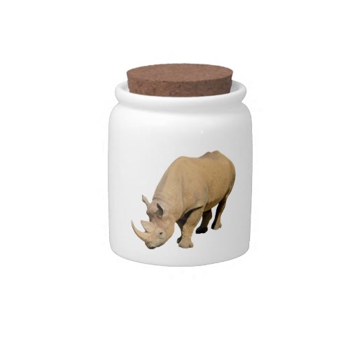 Isolated black rhinoceros candy jar