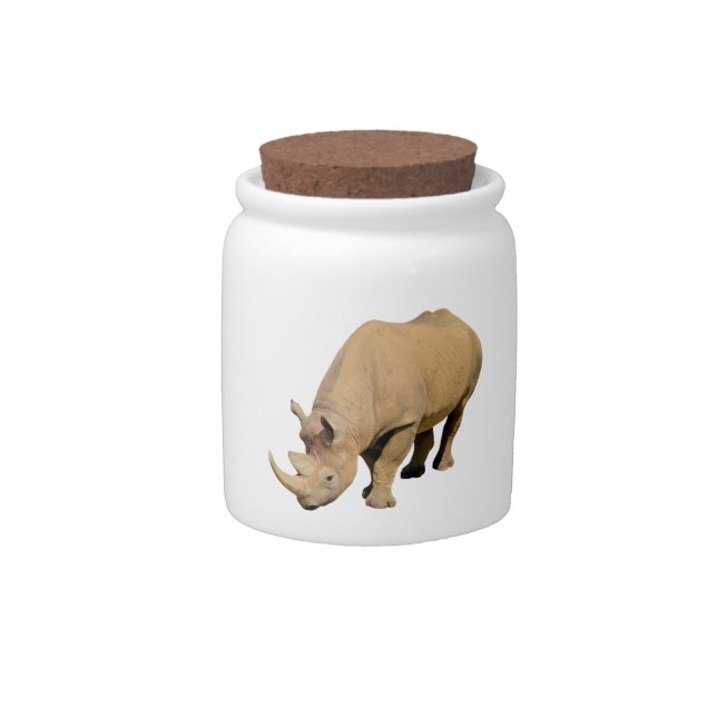 Isolated black rhinoceros candy jar (Front)