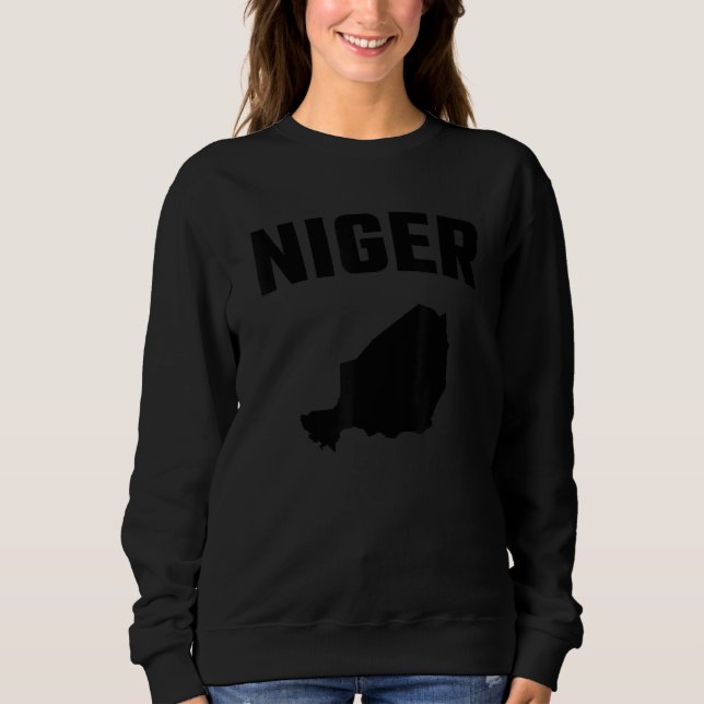 Isolated black silhouette of a map of Niger Sweatshirt (Front)