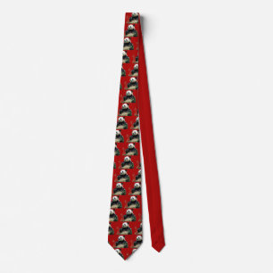 Isolated giant panda eating bamboo neck tie