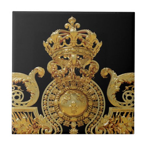 Isolated Golden gate of Versailles castle _ France Ceramic Tile