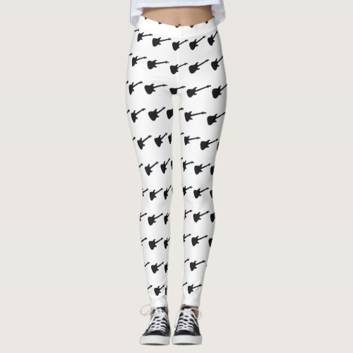 Isolated Guitar SIlhouette Leggings