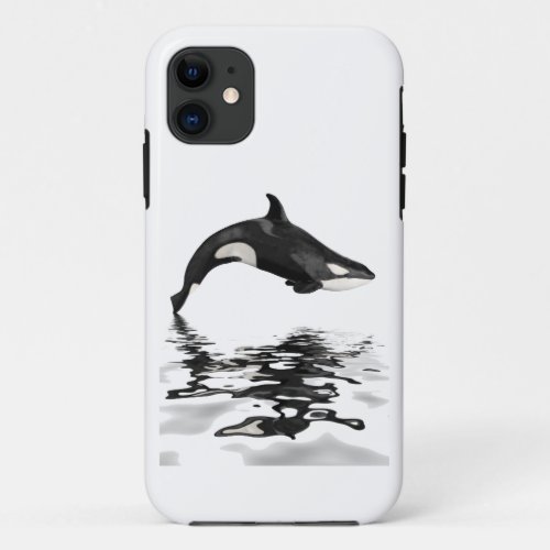 Isolated killer whale with reflection iPhone 11 case