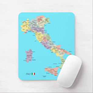 Isolated Map of Italy Regions Mouse Pad