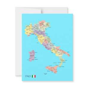 Isolated map of Italy Regions Postcard