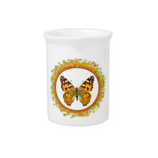 Isolated painted lady butterfly beverage pitcher