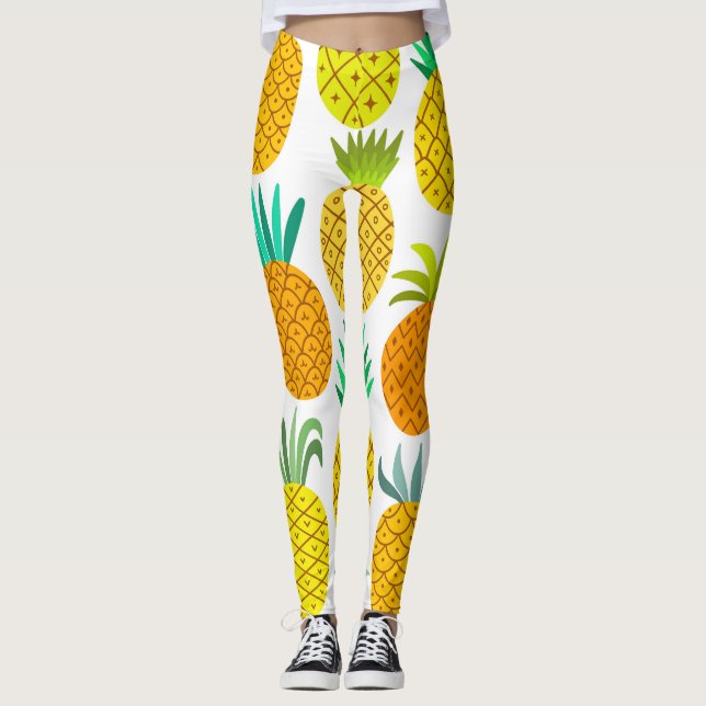 Isolated Pineapple: Vintage Seamless Pattern. Leggings (Front)