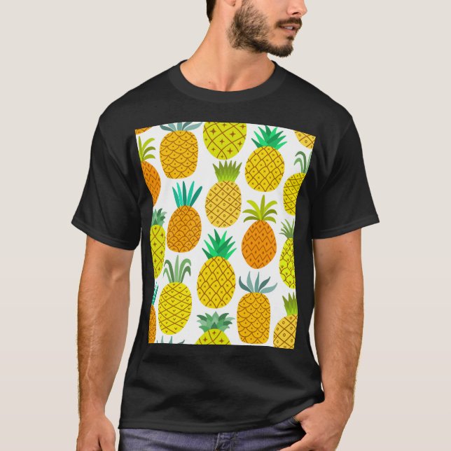 Isolated Pineapple: Vintage Seamless Pattern. T-Shirt (Front)