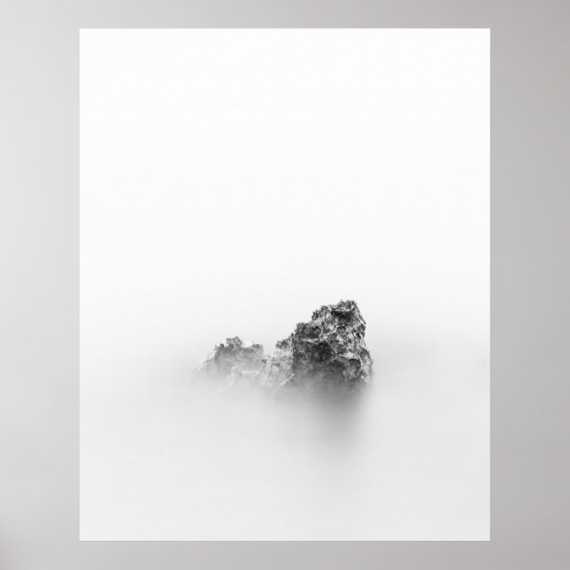 Isolated rock in a mist of sea poster (Front)