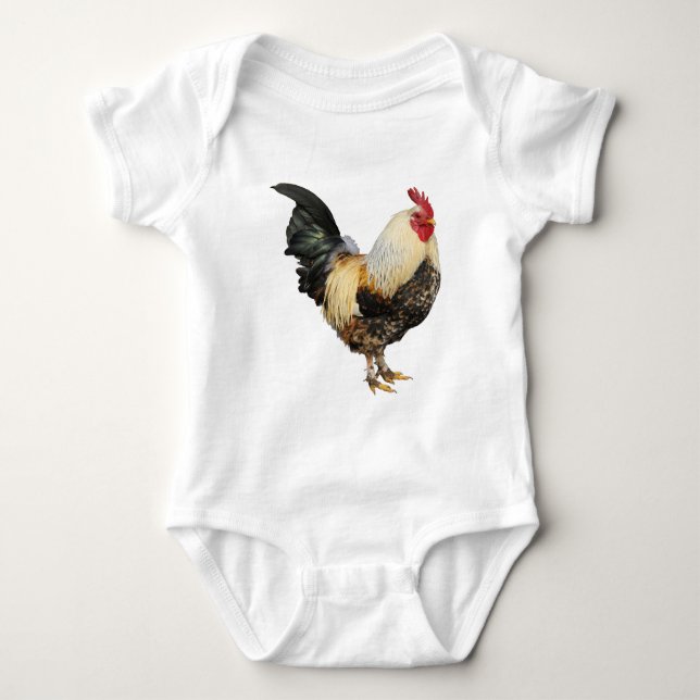 Isolated rooster baby bodysuit (Front)