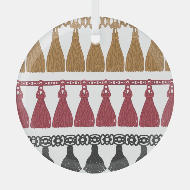 Isolated Tassel Fringe Garland Set. Glass Ornament (Front)