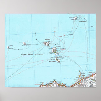 isole eolie mappa map poster