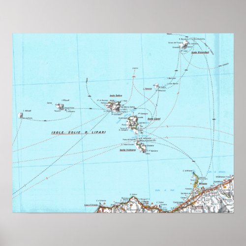 isole eolie mappa map poster