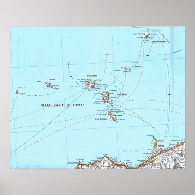 isole eolie mappa map poster (Front)