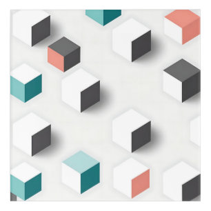 Isometric 3D Cubes Geometric Abstract Pattern Acrylic Print