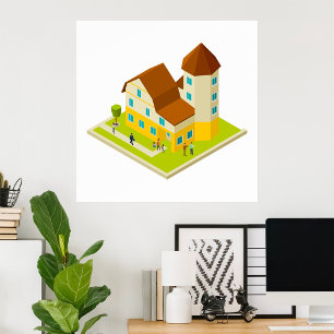 Isometric Apartment Building Poster