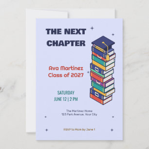 Isometric Book Stack Graduation Invitation