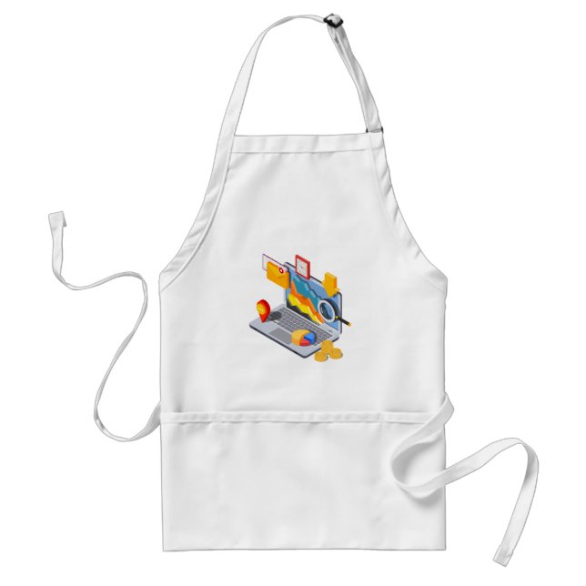 Isometric Business Data Analytics Laptop Adult Apron (Front)