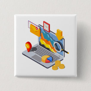 Isometric Business Data Analytics Laptop Button