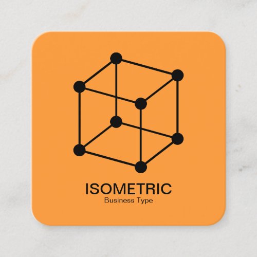 Isometric Cube _  Black on Amber Square Business Card