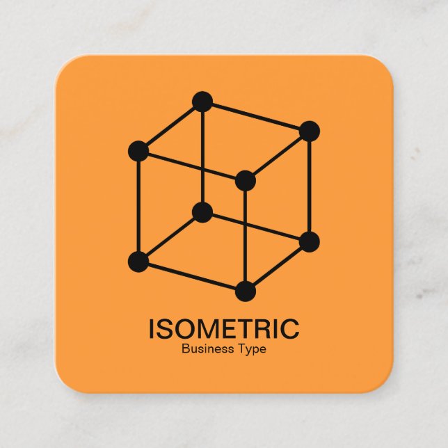 Isometric Cube -  Black on Amber Square Business Card (Front)