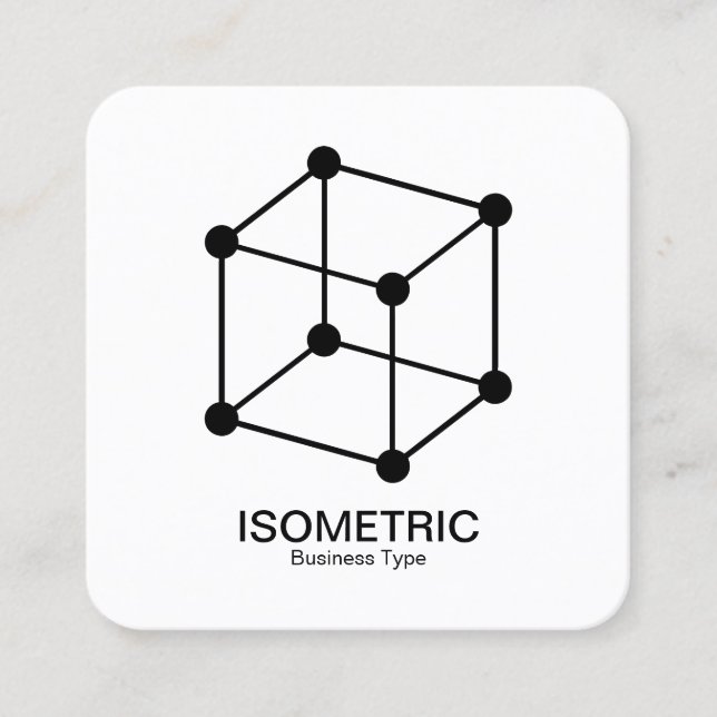 Isometric Cube -  Black on White Square Business Card (Front)