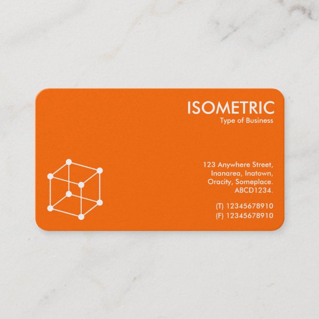 Isometric Cube Motif - Orange/Gray Business Card (Front)