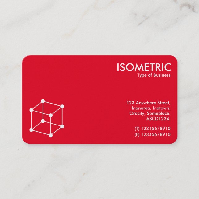 Isometric Cube Motif - Red/Gray Business Card (Front)