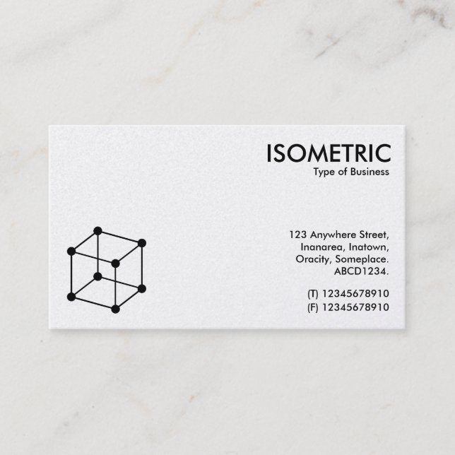 Isometric Cube Motif - White/Black Business Card (Front)