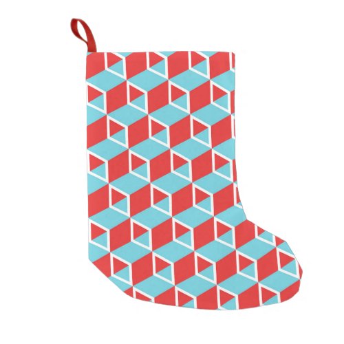 Isometric Cubes Colorful Vintage Background Small Christmas Stocking