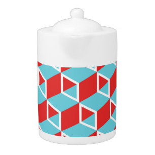 Isometric Cubes: Colorful Vintage Background. Teapot