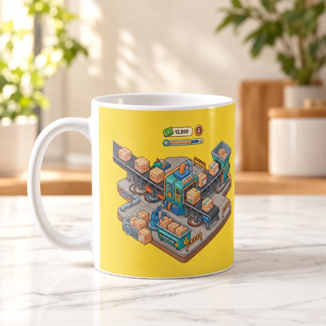 Isometric Packing Factory Tycoon Game Mug (Isometric Packing Factory Tycoon Game Mug — digital mockup.)
