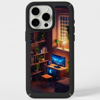 Isometric Render– Nostalgic Bedroom with Gaming PC iPhone 15 Pro Max Case