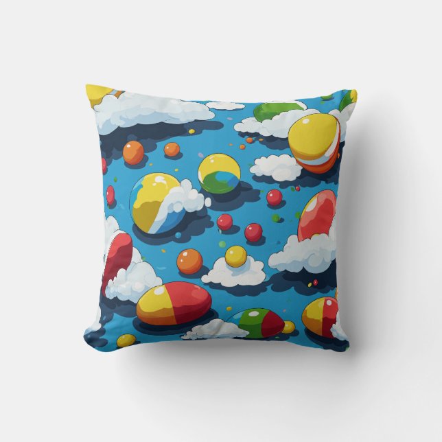 **"Isometric Skittles and Clouds Pillow: Vector Il Throw Pillow (Front)