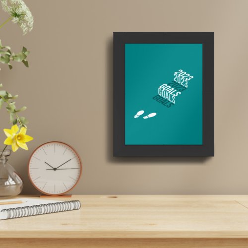 Isometric stairs footprints New Year 2023 goals Framed Art