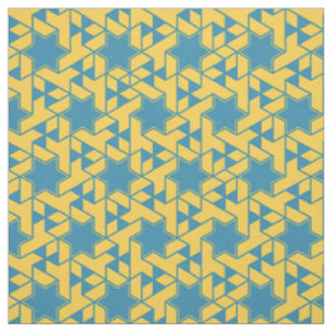 Isometric Star Hexagon Pattern - Yellow and Teal Fabric