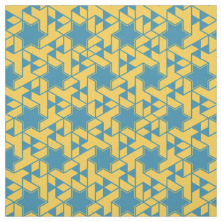 Isometric Star Hexagon Pattern - Yellow and Teal Fabric