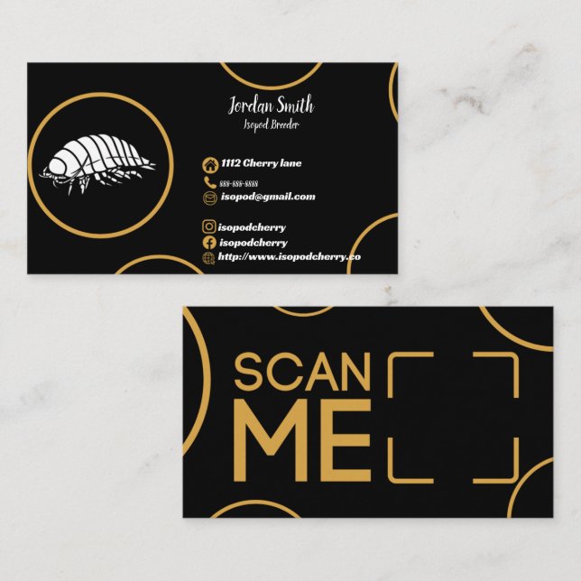 Isopod Business Card Rolly Poly (Front/Back)