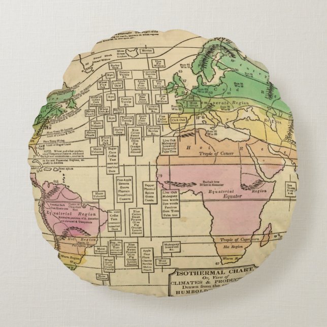 Isothermal chart, productions round pillow (Front)