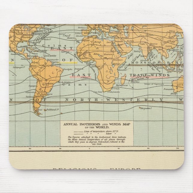 Isothermal, winds Religions Europe Mouse Pad (Front)