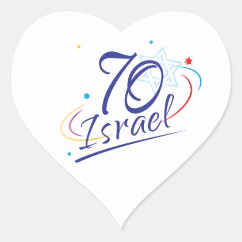 Israel 70 Anniversary Independence Day Festival Heart Sticker