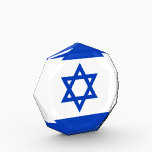 israel acrylic award<br><div class="desc">Flag of Israel. The flag of Israel (Hebrew: דגל ישראל Degel Yisrael, Arabic: علم إسرائيل 'Alam Isra'īl) was adopted on October 28, 1948, five months after the country's establishment. It depicts a blue Star of David on a white background, between two horizontal blue stripes. The blue stripes are intended to...</div>