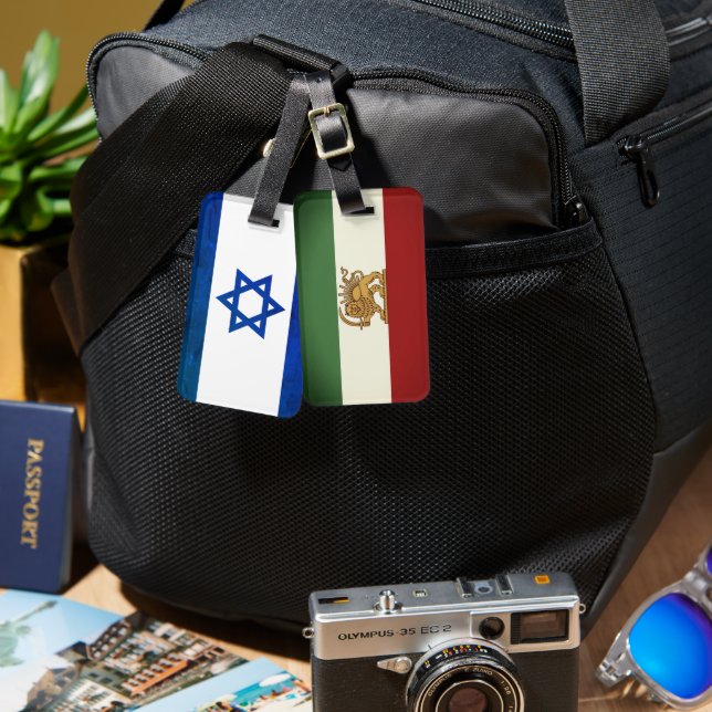 Israel and Iran Flags Travel Luggage Tag (Front & Back)