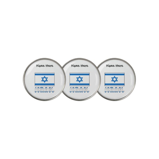 Israel and Israeli Flag Personalized  Golf Ball Marker (3 Up)
