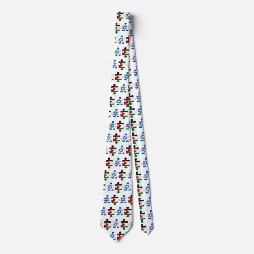 Israel and Palestine Conflict Flag Puzzle Neck Tie